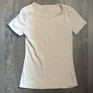 Fitted Ribbed Cream Women's Top